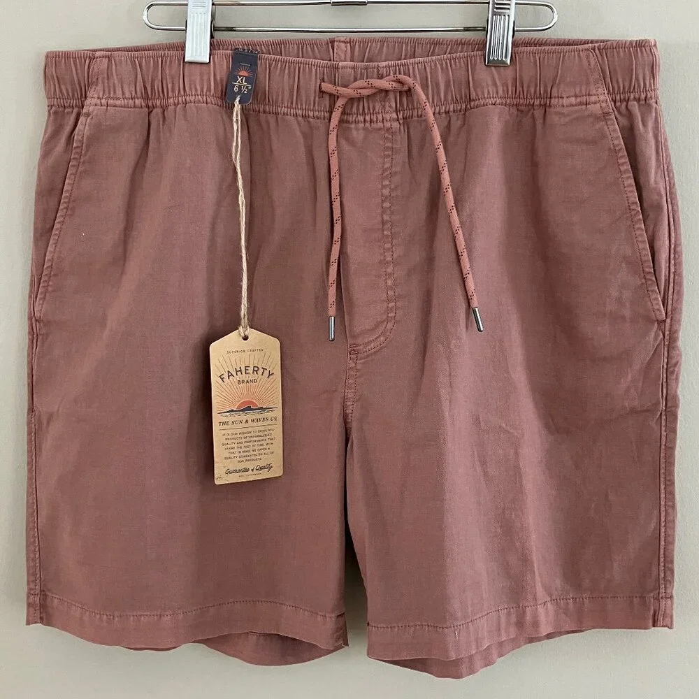 NEW Faherty Men's Essential Drawstring Shorts Cedar Rose XL Organic Cotton $108